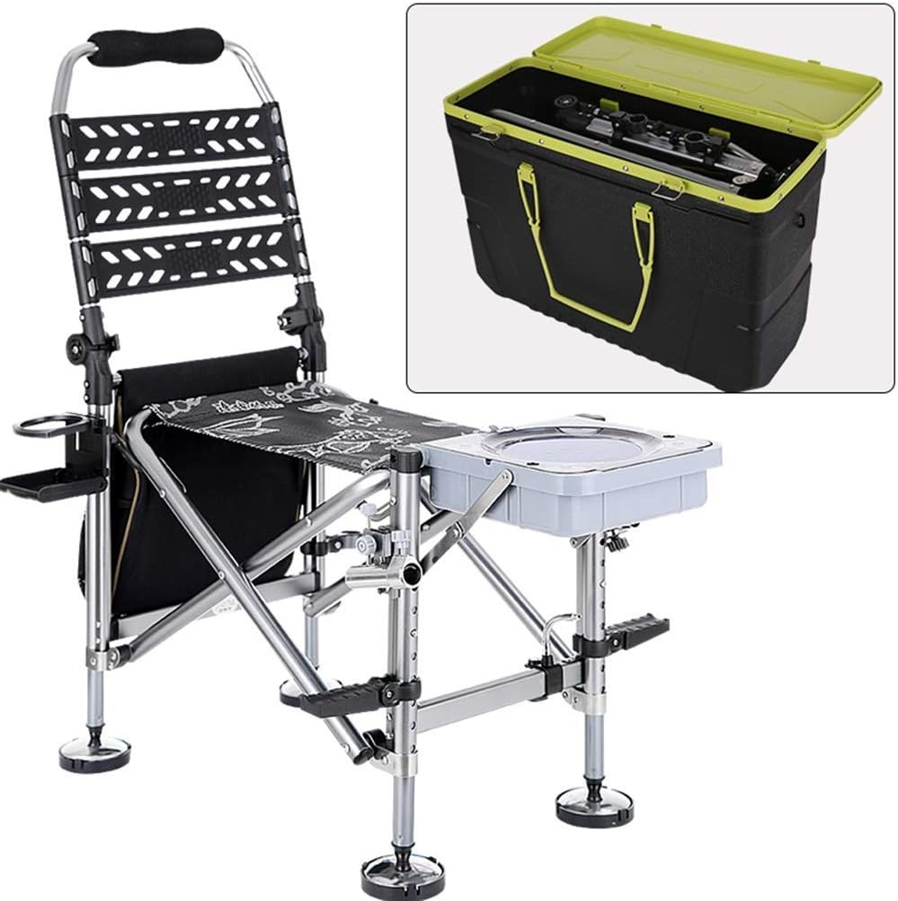 Fishing Chair with Rod Holder and Adjustable Legs, Folding