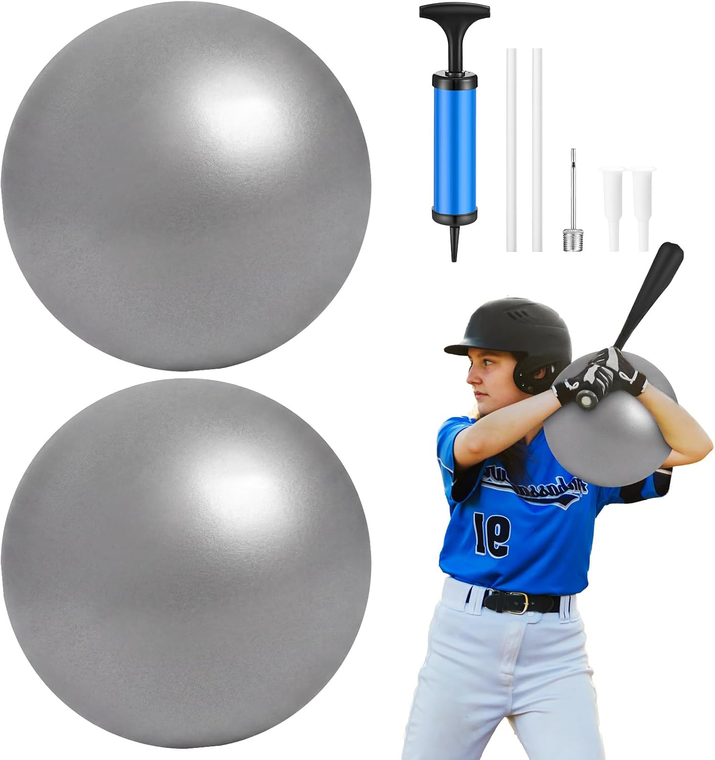 2 Pcs Ball with Pump Baseball Trainer