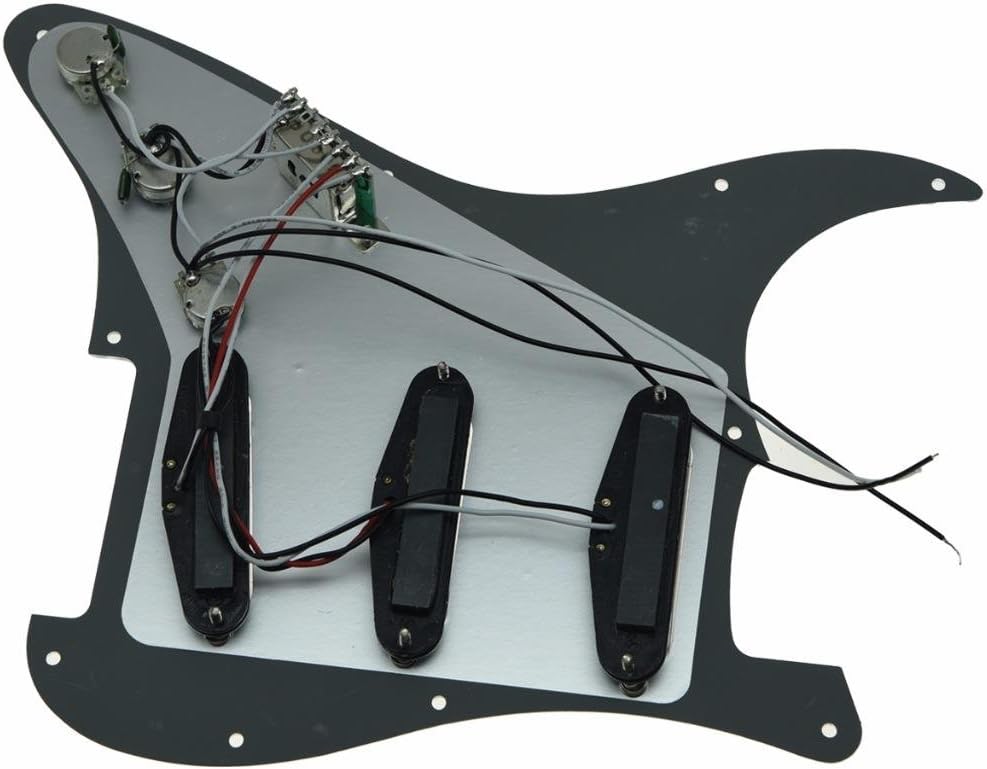 KAISH Loaded American ST/Strat Style SSS Pickguard Prewired Pick Guard with Ceramic Pickups for Stratocaster/Strat Silver Mirror With Chrome Covers and Knobs