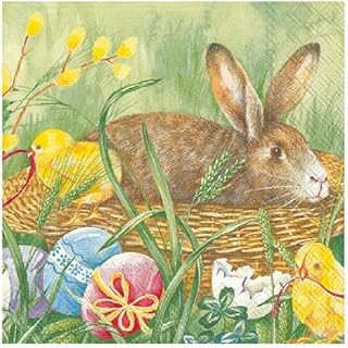 Ideal Home Range 20 Count Paper Cocktail Napkins, Bunny and Chicks