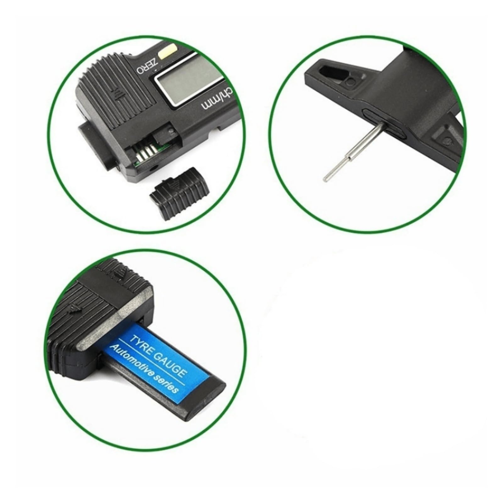 Digitaler Reifenprofiltiefenmesser 5 Stück Tiefenmesser Autoreifen Digital 0-25 mm Muster Verschleißerkennungswerkzeug mit Display für Autos, LKWs(5pcs black)