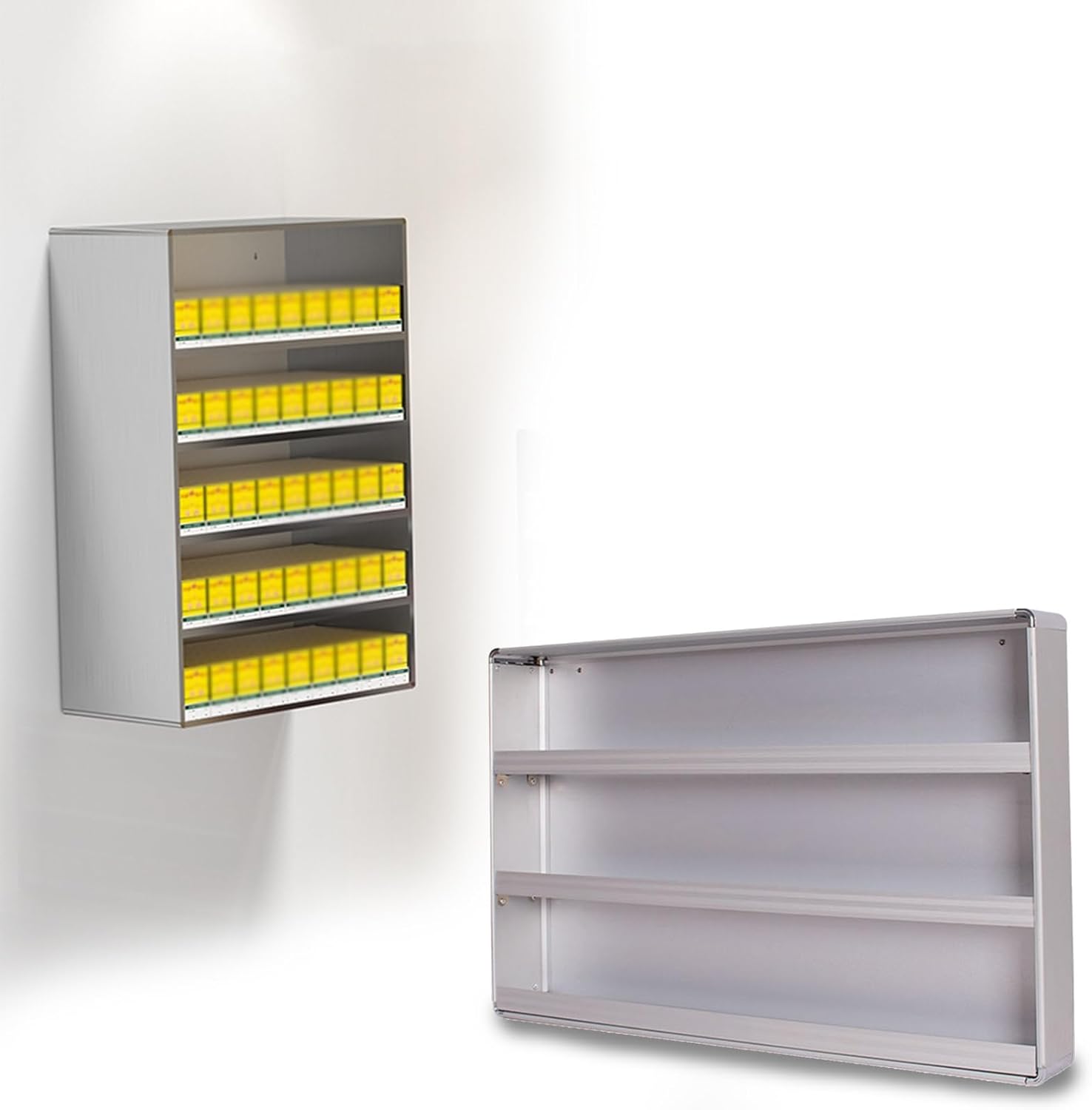 Cigarette Case Wall Rack Cigarettes Organiser Holder for Convenience Stores, Supermarkets, Retail Stores，Aluminum Cigarette Organizer Shelf，Easy to Install(37.5x15x45cm)