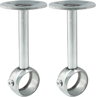 2 Pcs 1 Inch Ceiling Mount Curtain Rod Bracket,3.94 Inch Height Flange Closet Rod Holder, Heavy Duty Stainless Steel Shower Curtain Rod Socket, Closet Rod End Supports, Brushed Finish