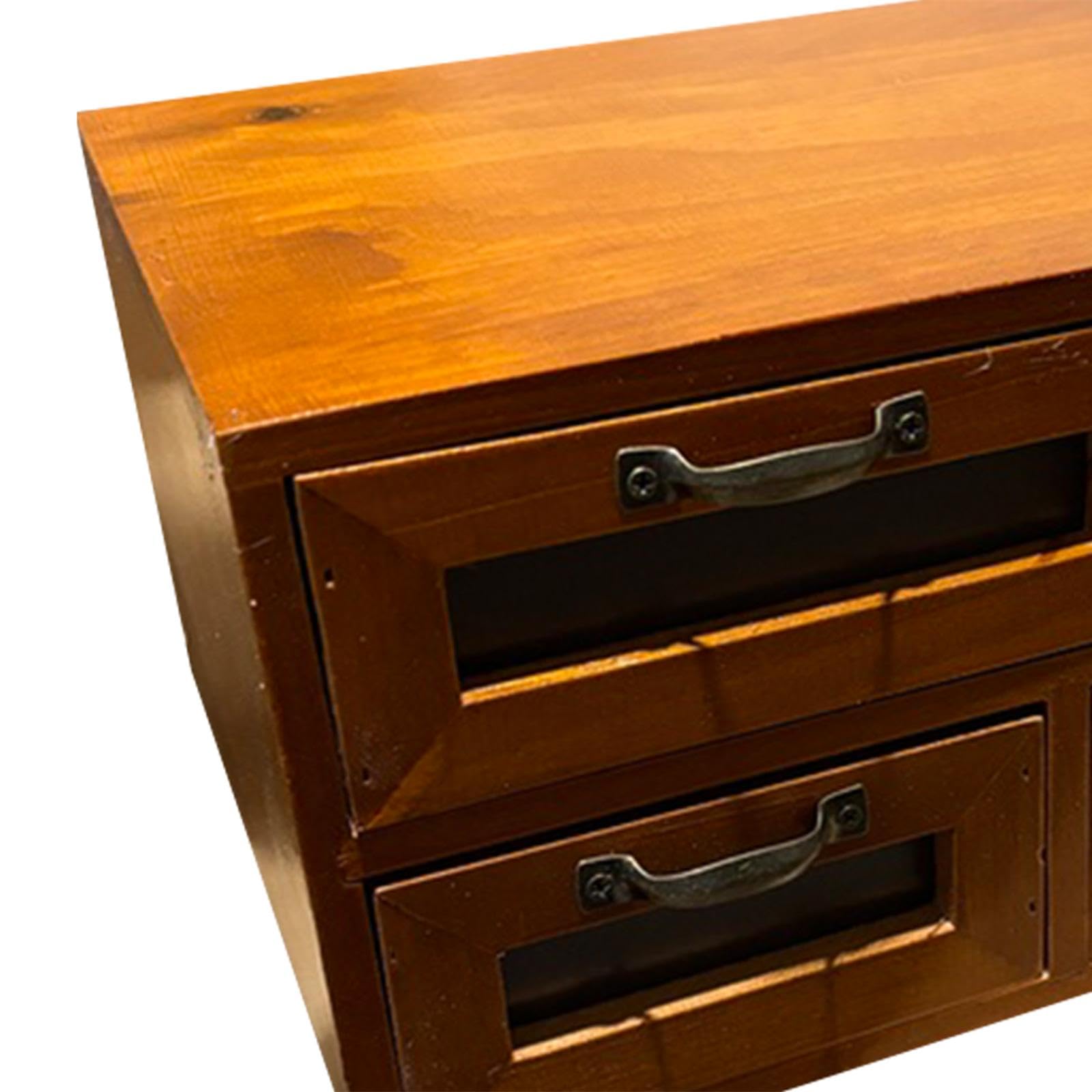 Schreibtisch Organizer Holz Desktop Aufbewahrungsbox Schubladenschrank Kosmetikbox Schreibtischzubehör mit Aus Massivholz für Arbeitszimmer, Vier Schubladen