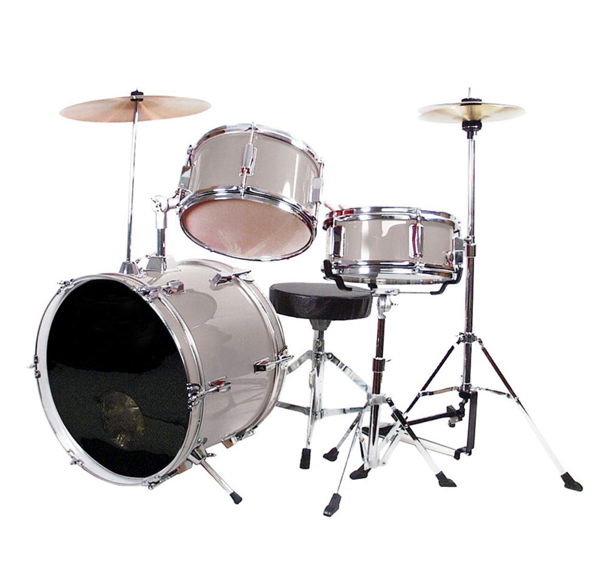 Buy Makan Professional Percussion Musical Instrument Silver 3 Piece Complete Drum Set Online at