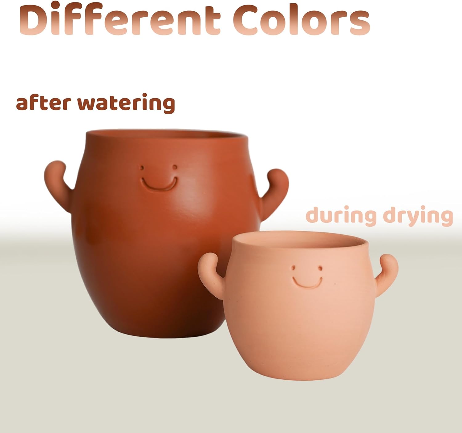 YOBRO Terracotta Face Planter, Cute Funny Smiley Clay Pot with Drainage, Breathable Succulent Planter for Indoor & Outdoor, Adorable Gift for Plant Lovers, 5 Inch