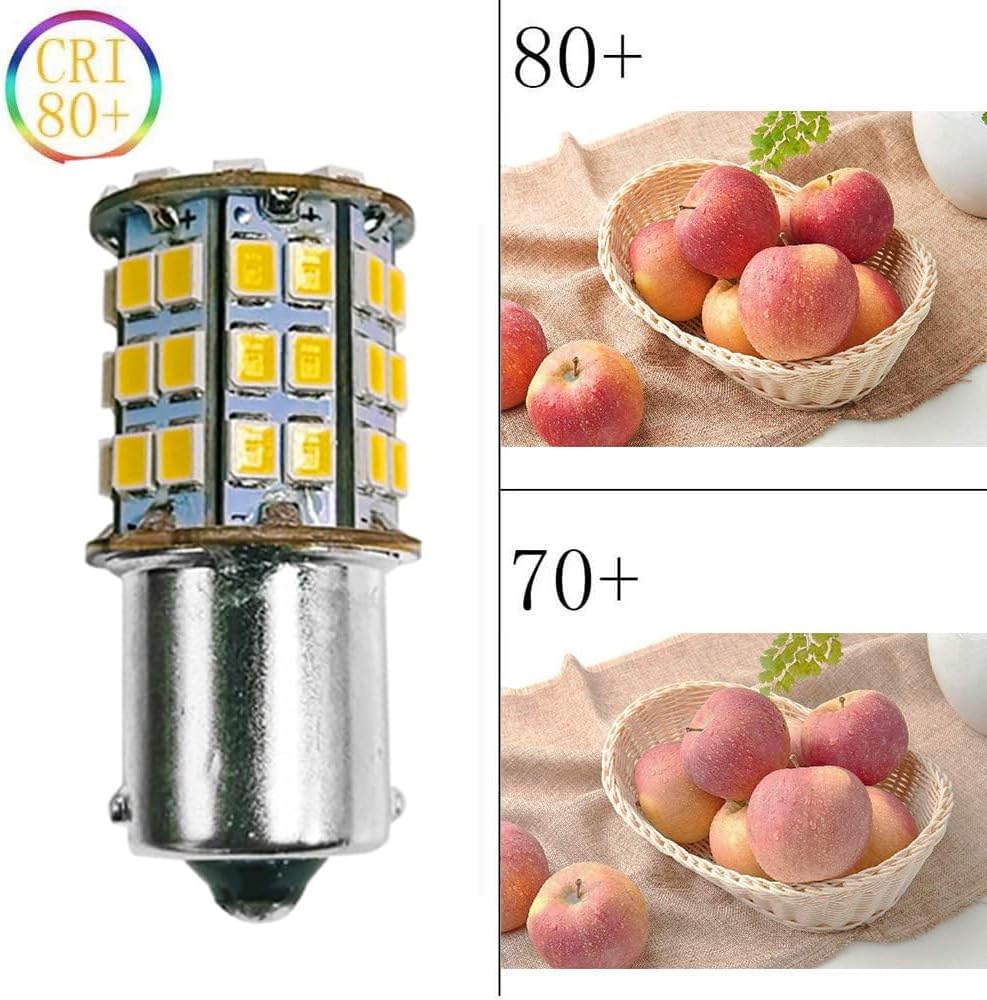 Ba15s 1156 1141 AC/DC 12-24V 56Pcs 2835SMD Super Bright RV Boat Car Lights Non-Dimmable LED Light Bulb Warm White Pack of 20