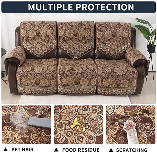 Lufeijiashi Waterproof Recliner Sofa Covers Non-Slip Recliner Couch Covers For 3 Seat, Split Washable Jacquard Reclining Couch Covers Furniture Protecto (Brown, 3 Seater) #TOP3