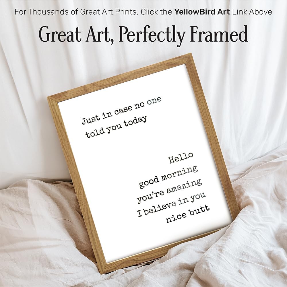 Positive Quotes Wall Decor FRAMED - Motivational Wall Art for Bathroom, Kitchen - Bathroom Decor for Women - Unique Funny Housewarming Gift for Her, Wife - 8x10 Room Decoration Poster
