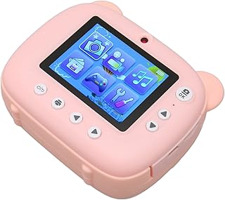 Câmera infantil 24mp câmeras duplas foco automático tela hd de 2,4 polegadas bateria 1050mah câmera infantil com 3 rolos de papel de digitação para meninas meninos presentes de feriado (rosa)