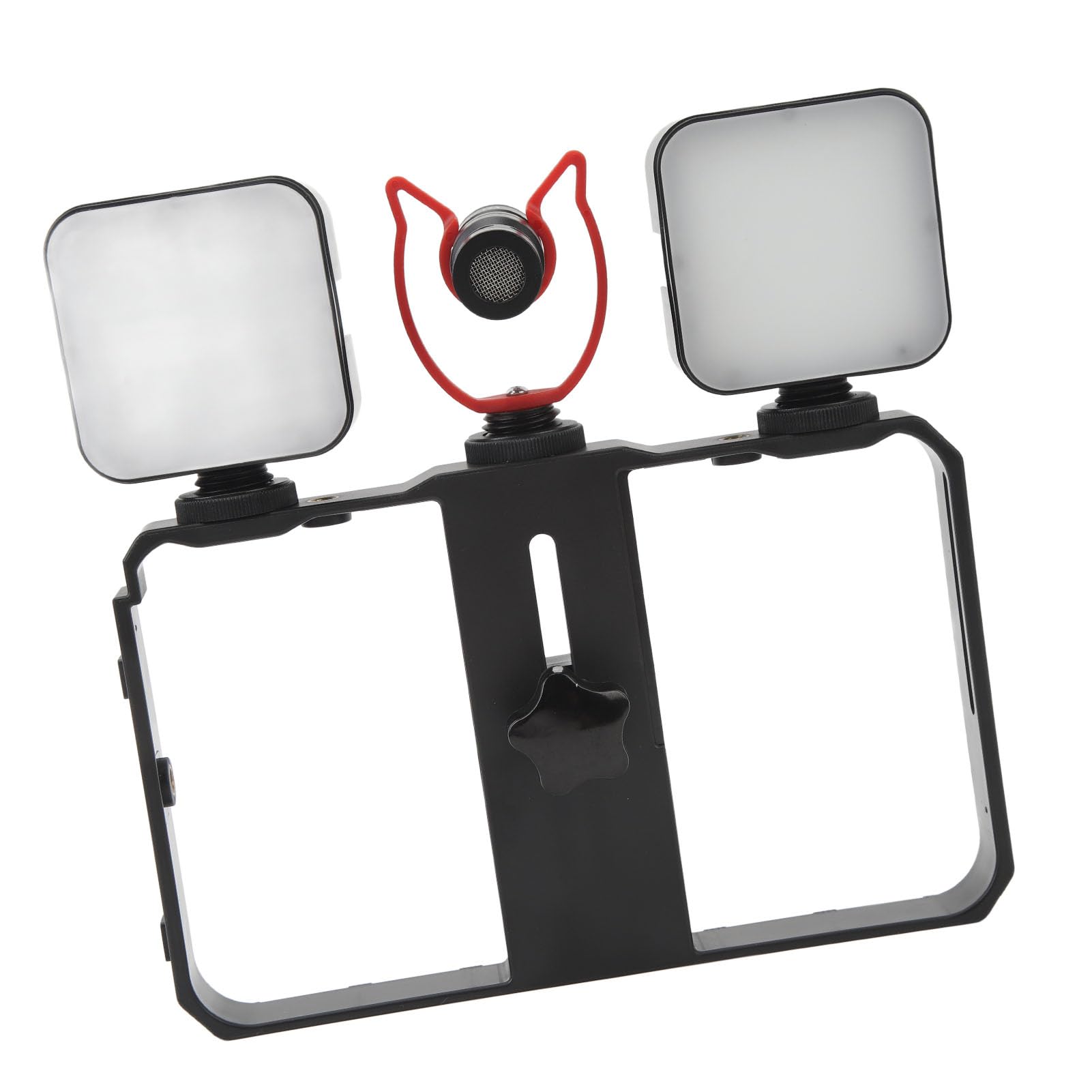 Kit di Attrezzatura Video per Smartphone Tutto in con Copertura Antivento per Microfono con Luce di Riempimento, Gabbia per Fotocamera del Telefono per Vlogging, Maniglia Stabilizzatrice