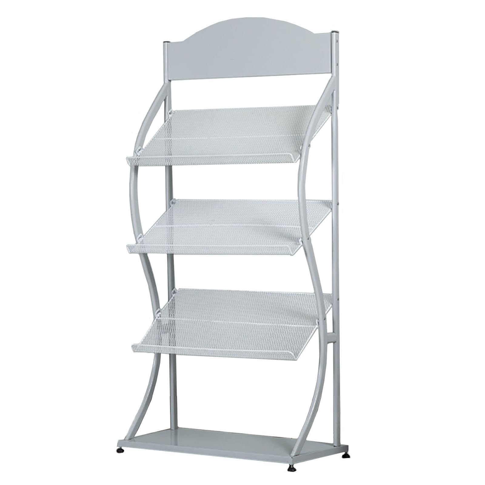 Porte-revues sur Pied à 3 Niveaux, présentoir de de Produits pour la littérature du Bureau à Domicile, brochures (Grey 63cm Wide)