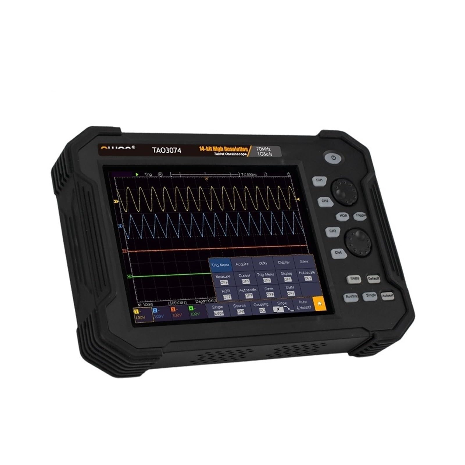 Osciloscopio Digital portátil TAO3074 TAO3104, 4 Canales, 100MHz, 1GS/s, 40M de Longitud de Registro, función de decodificación de Bus multidisparador de 8 Pulgadas(TAO3104,U.K)