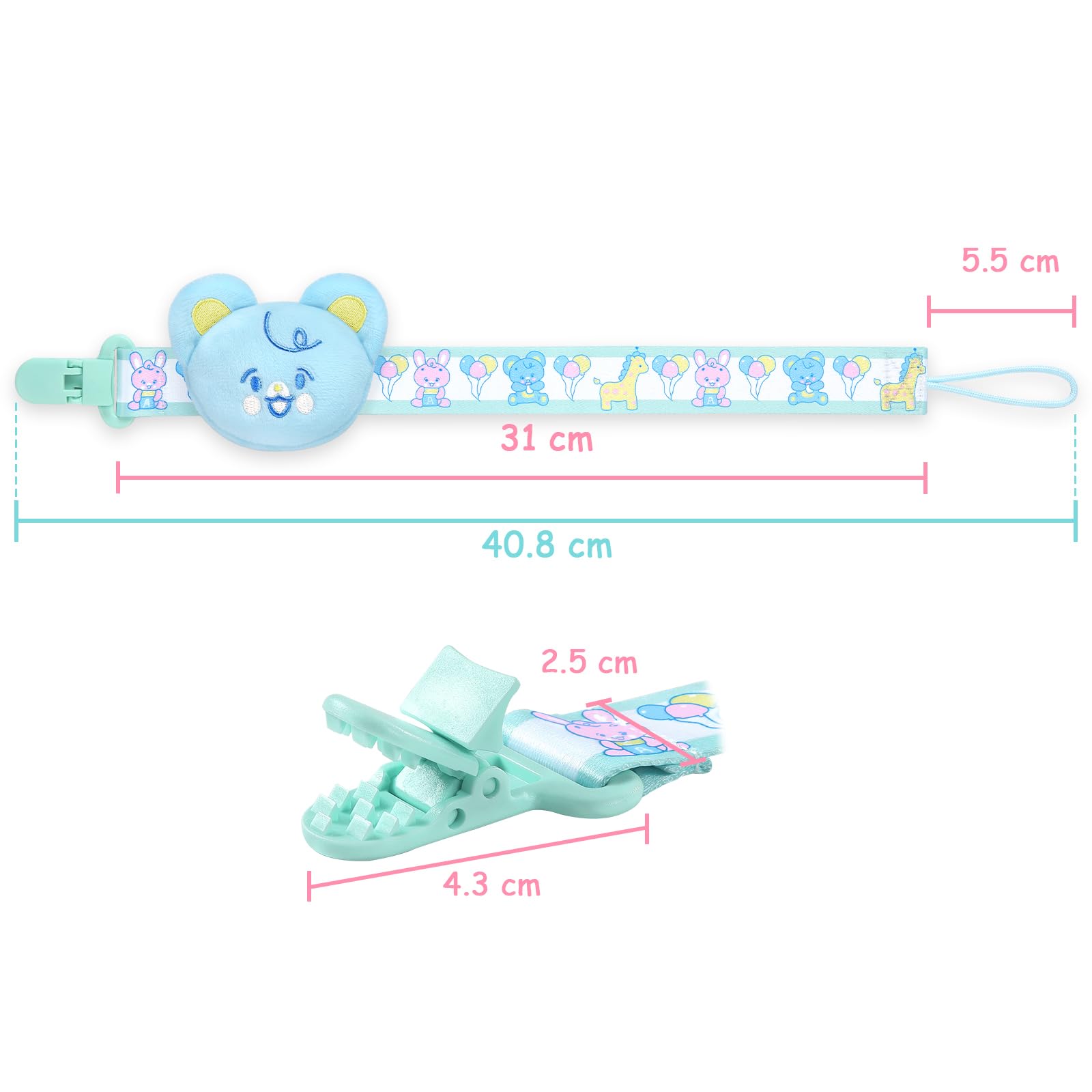 LittleForBig Łańcuszek na smoczek dla dorosłych Baby Parade pluszowy łańcuszek na smoczek – niebieski miś