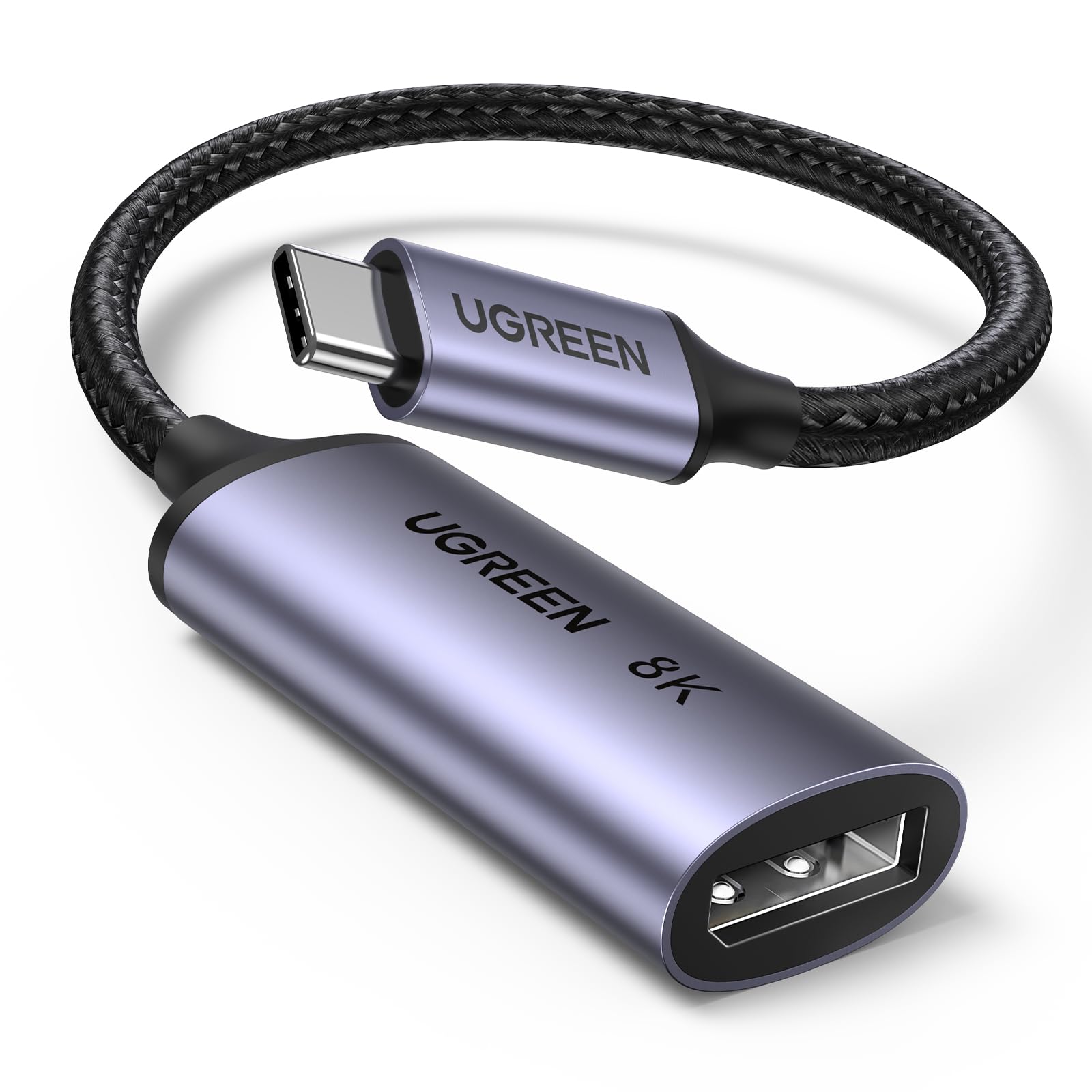 UGREEN Adaptador USB C a DisplayPort 1.4 8K 60Hz 4K 240Hz Cable Thunderbolt 3 a DP HDR VRR Dolby Compatible con iPhone 17 Pro Max Air Galaxy S24 Plus Ultra MacBook iPad Pro Air Surface