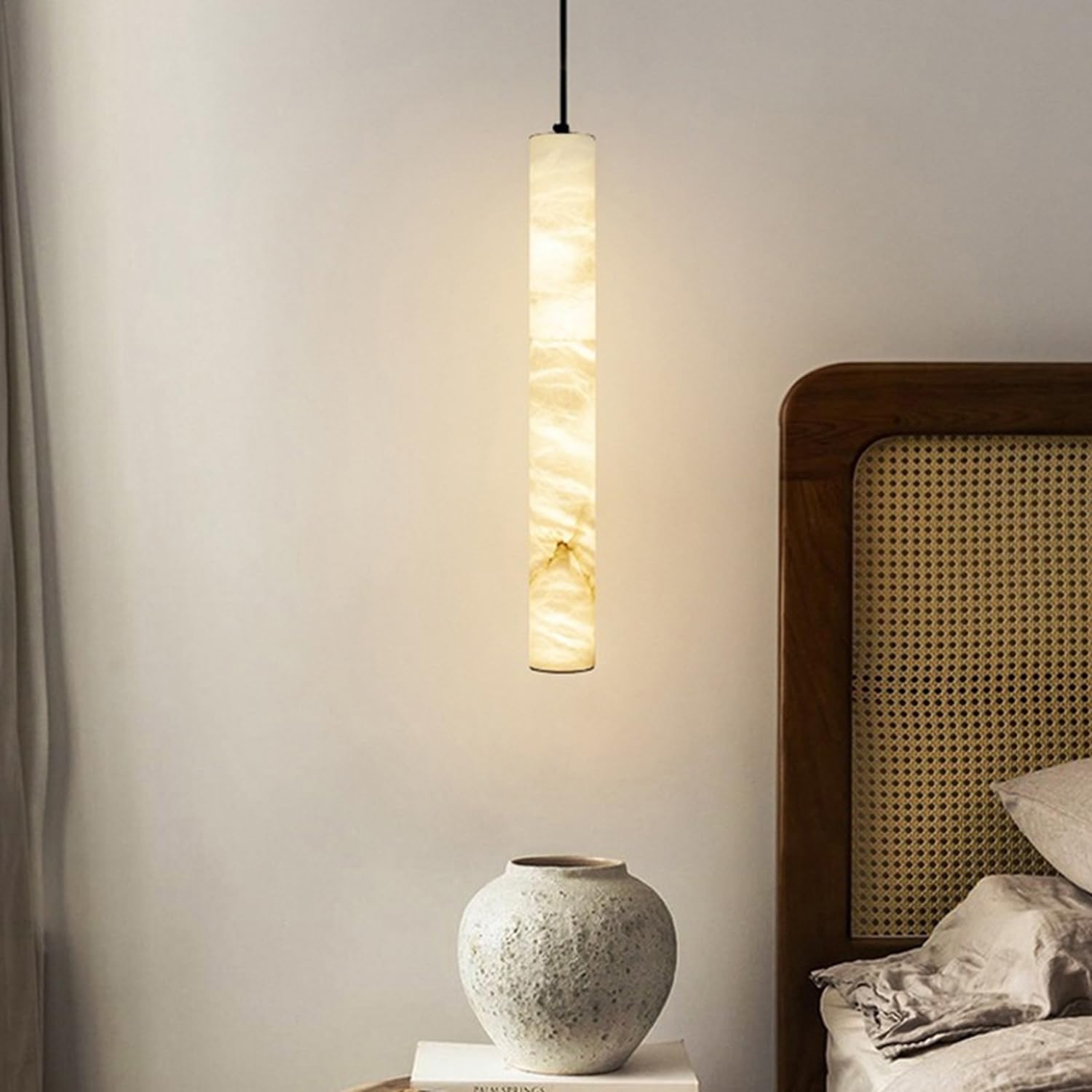 Lampadario a sospensione in marmo naturale a luce calda