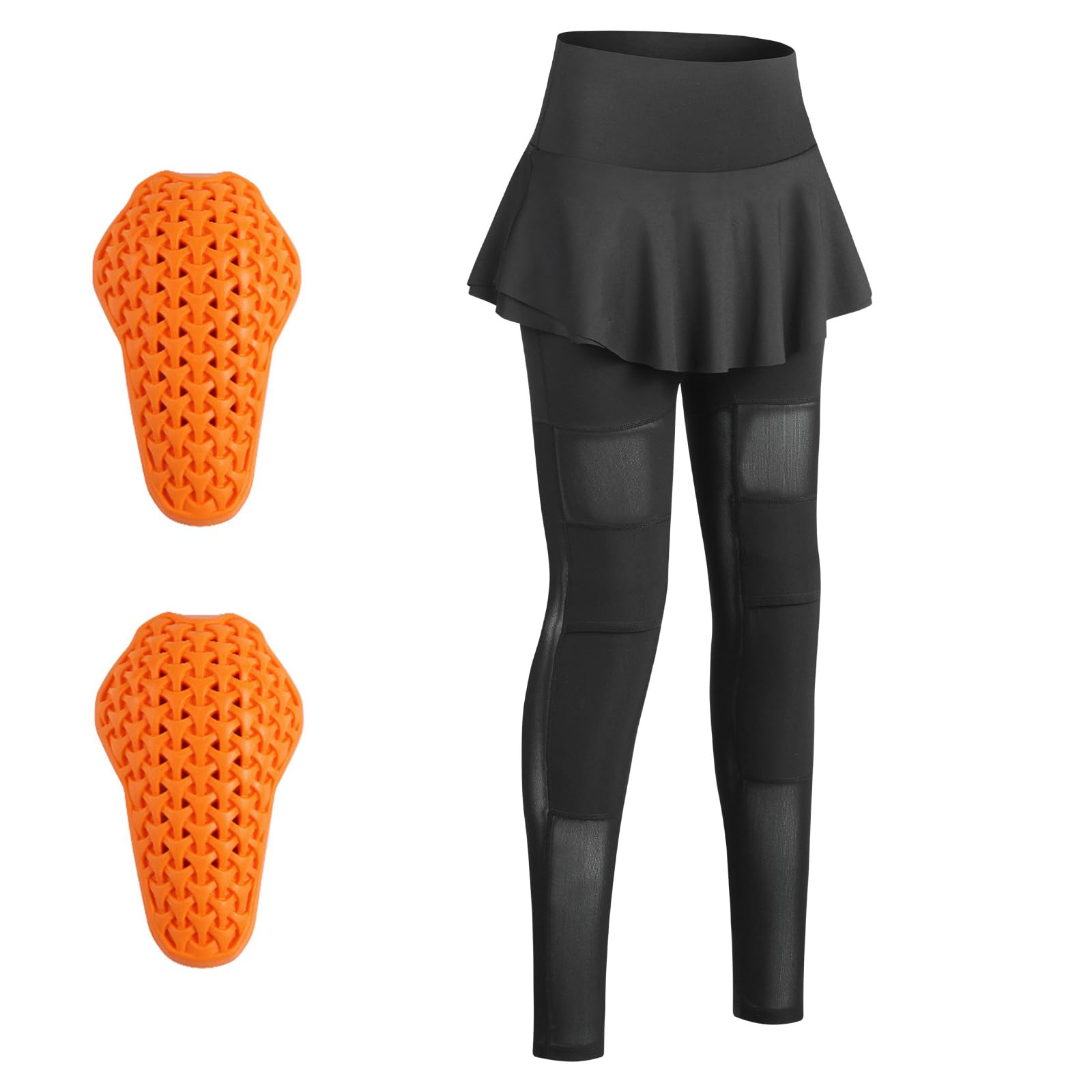 ARMAAN Leggings da Moto Donna con Design A Gonna, Protezione CE, Vita Alta Ed Elasticizzati, Pantaloni Comodi per Guida, Scooter, Fitness E Sport All'aperto