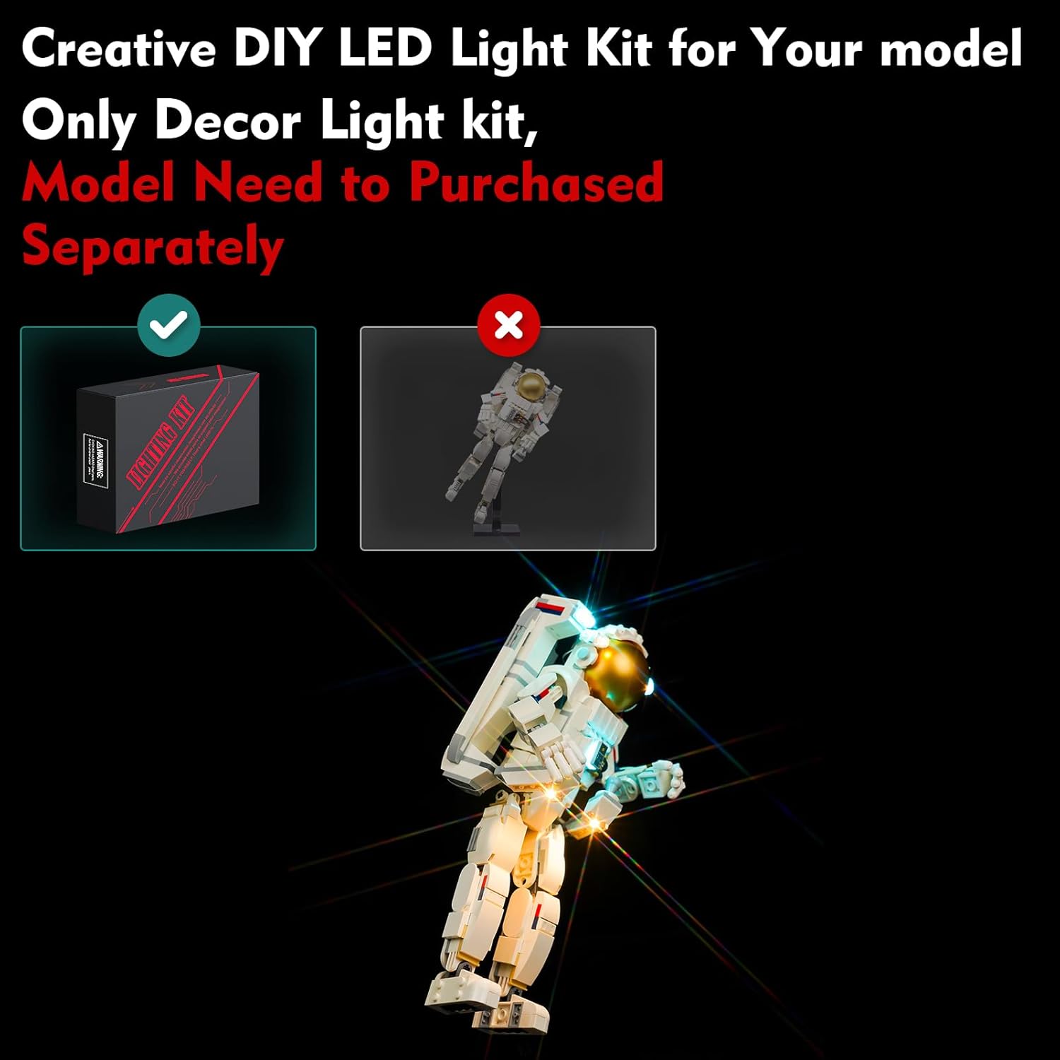 VONADO LED Light Kit Compatible with Lego Space Astronaut 31152 (Lights Only, No Models) Creative Lighting Set Accessories Compatible with Lego Astronaut 31152 for Adults