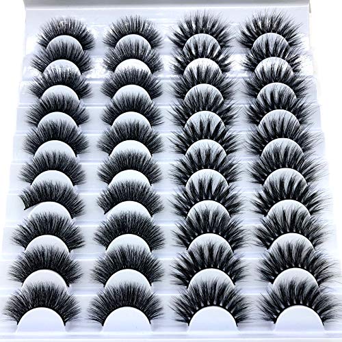 HBZGTLAD 20 pairs 3D Mink Lashes Natural False Eyelashes Dramatic Volume Fake Lashes Makeup Eyelash Extension Silk Eyelashes(006)
