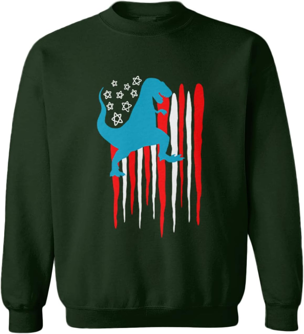 Haase Unlimited Dinosaur American Flag - Dino USA Toddler Fleece Crewneck Sweater