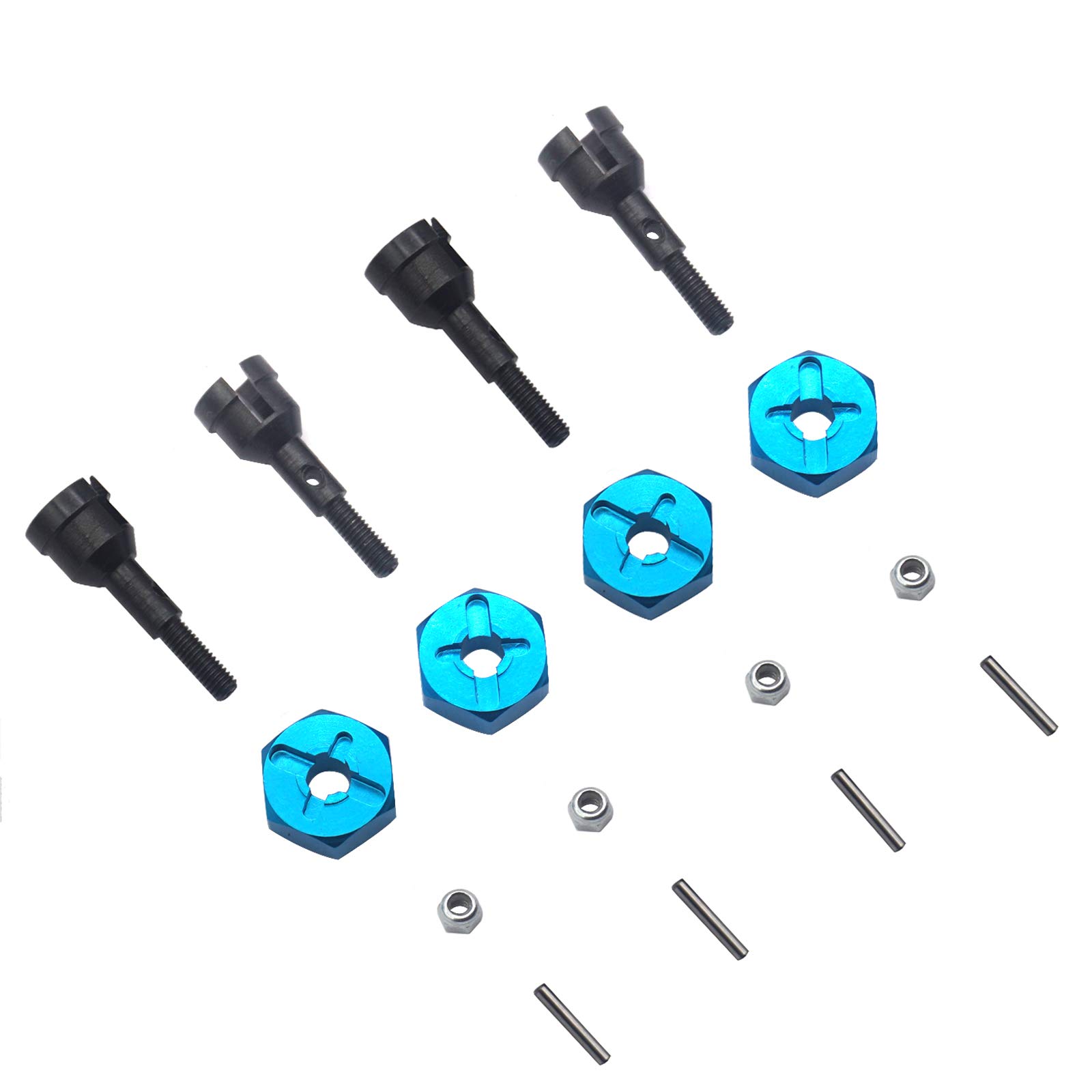 4Pack Mirthobby RC Wheel Axle Shaft Locknuts with 7mm to 12mm Wheel Hex Hub Convert Adapter for Wltoys A959 A969 A979 K929 RC Car 1/18 Scale RC Car