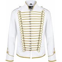 Ro Rox Military Steampunk Hussar Parade Jacket - White & Gold -Large