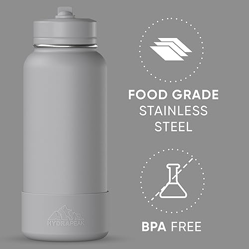 Miniatura 4 de Hydrapeak Botella de Agua Deportiva Aislada de 32 onzas con tapa con popote, a prueba de fugas y derrames, mantiene las bebidas frías durante 24