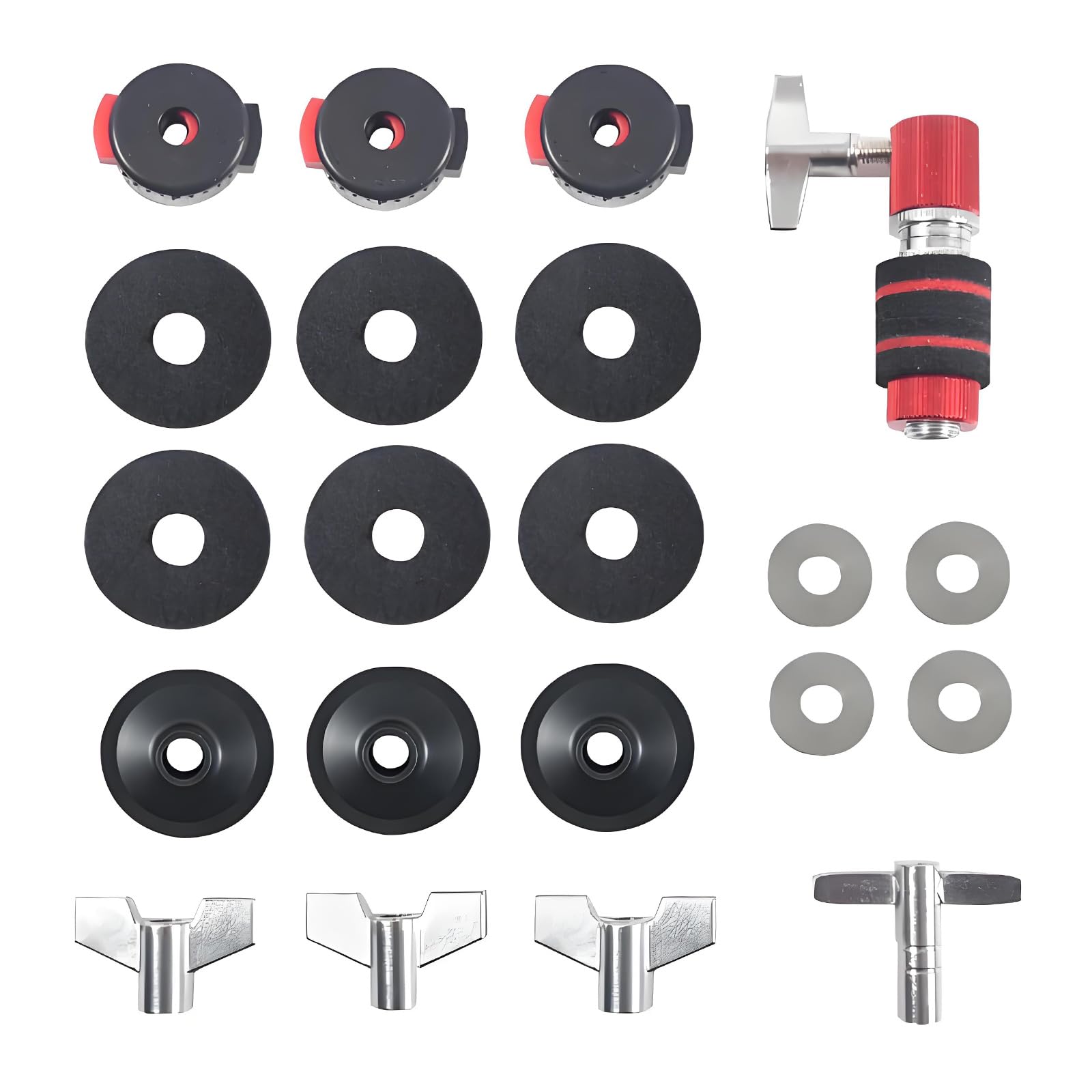 CUNZJIA Drum Set Felt Pad Nonslip Bass Drums Felt Pad Drum Pedal Accessories Set with Clutches and for Stable