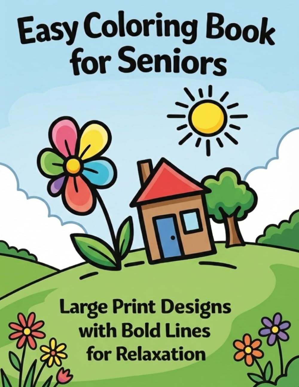 Easy Coloring Book for Seniors: Large Print Designs with Bold Lines for Relaxation