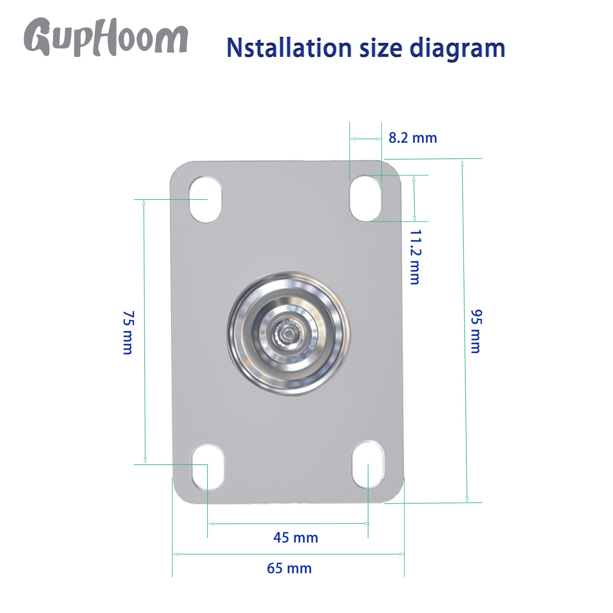 Ruedas de goma de placa industrial fija resistente de 7,6 cm, sin ruido, juego de 2 para carrito, muebles