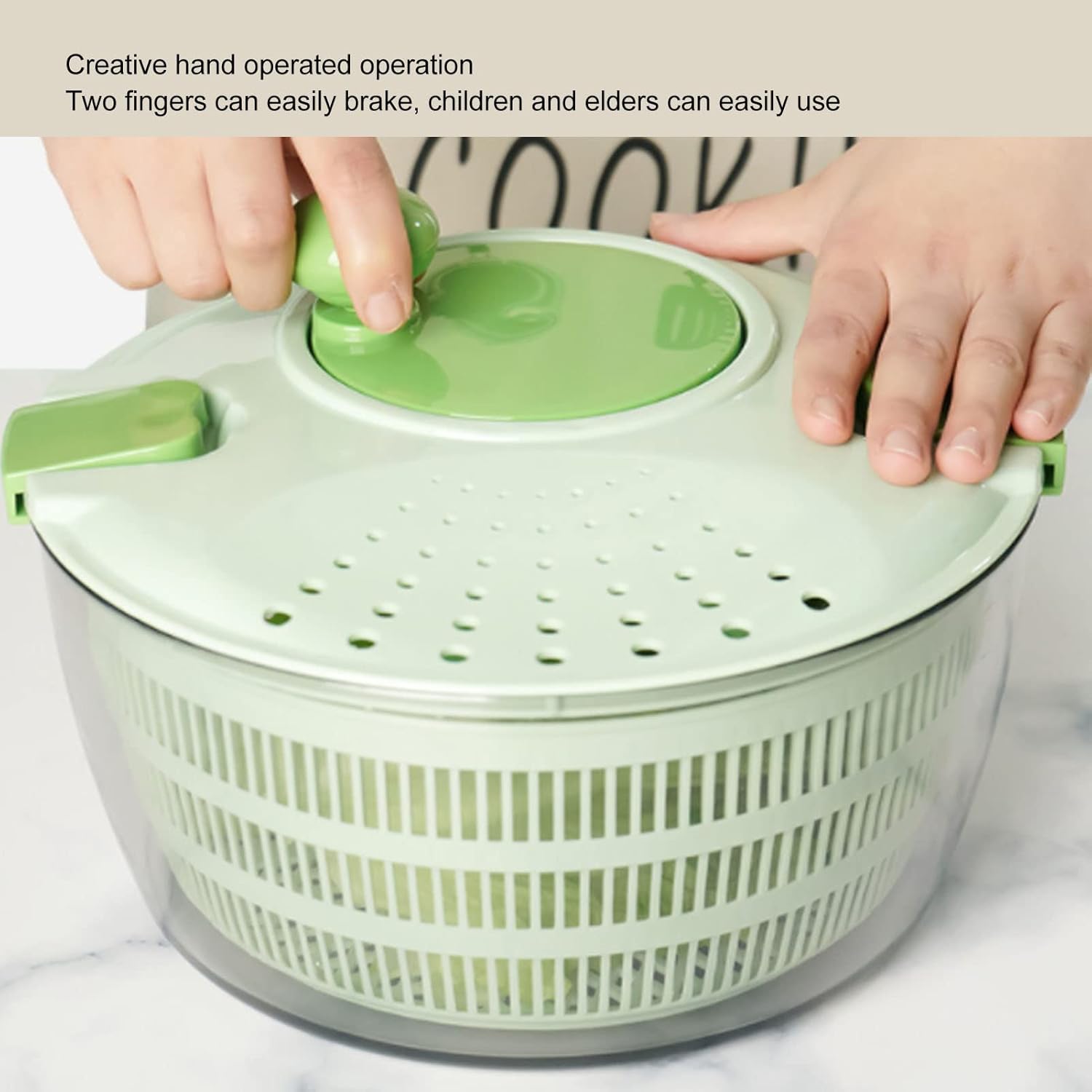 Salad Spinner, Salad Bowl, 4L Vegetable Dryer PP Salad Spinner Multifunction Salad Drainer Bowl for Home Kitchen Green