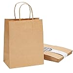 Juvale Brown Gift Bags with Handles - 12-Pack Large, Brown, 8 x 4.75 x 10 In, 120 GSM Paper - Paper Gift Bags Bulk for Party Favors & DIY Decorating & Branding