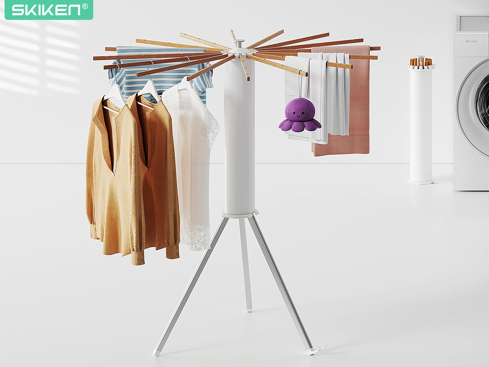 Cylinder Tripod Drying Rack, Octopus Collapsible Tripod for Clothes ...