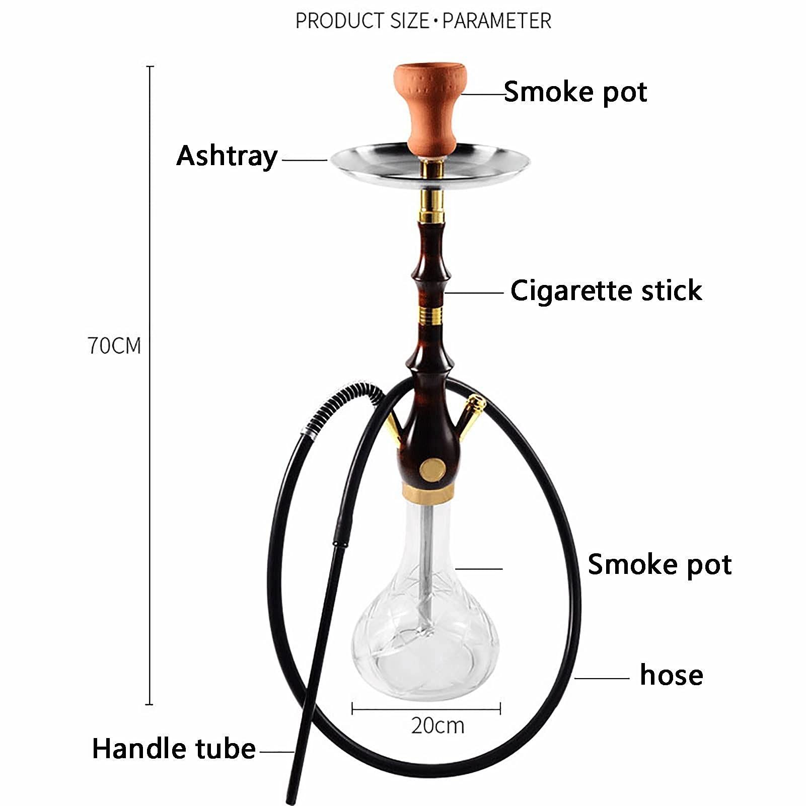Ensemble De Narguilé, Arabia 1 Hose Log Hookah Set Ensemble Complet D'accessoires Narguilé De Haute Qualité Avec Base En Verre Un Cadeau Pour Vos Parents Et Amis