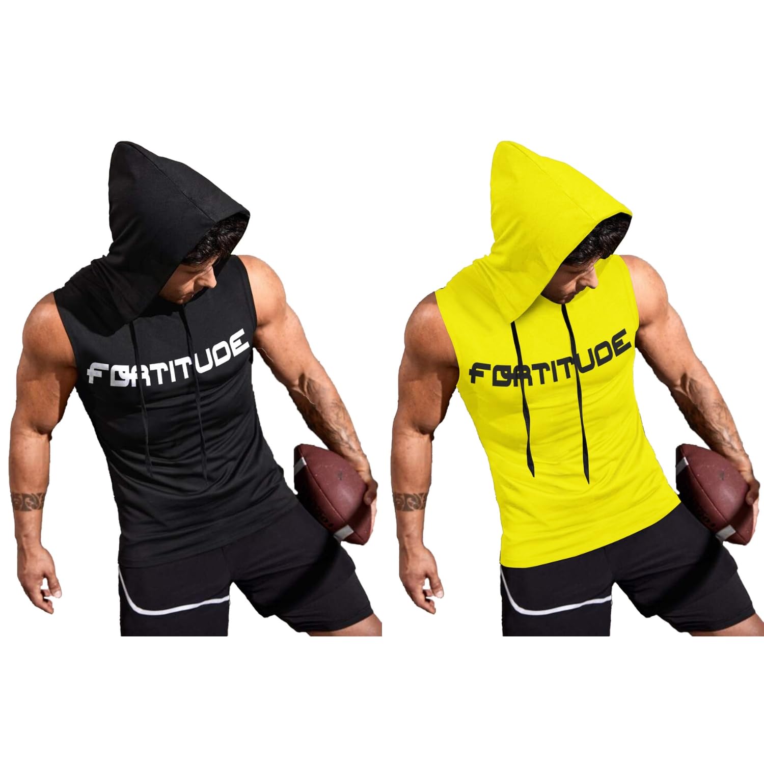 Jump Cuts || Mens || Printed || Hooded Neck || Sleeveless || Polyester || GymFit Vest-picture-28
