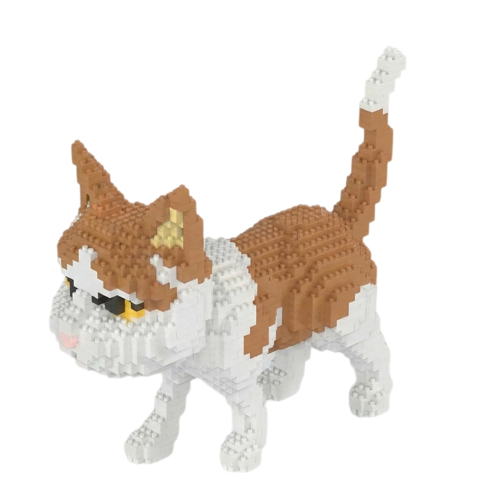 Micro Building Blocks Set, Mini 3D Printed Orange Cat Building Bricks, Creative Educational Construction Toys for Children, Size 7.5x23x18cm
