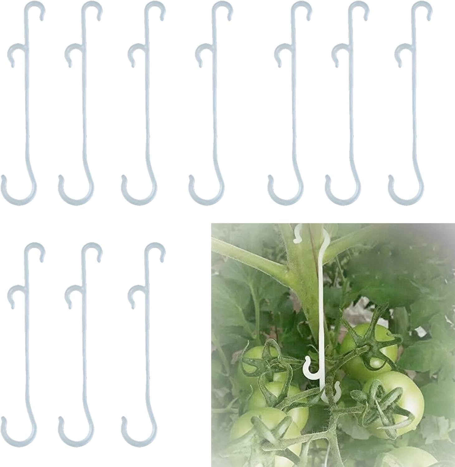 Tomato Support J Hooks, Tomato Plant Support Clips 10 PCS 13CM Garden