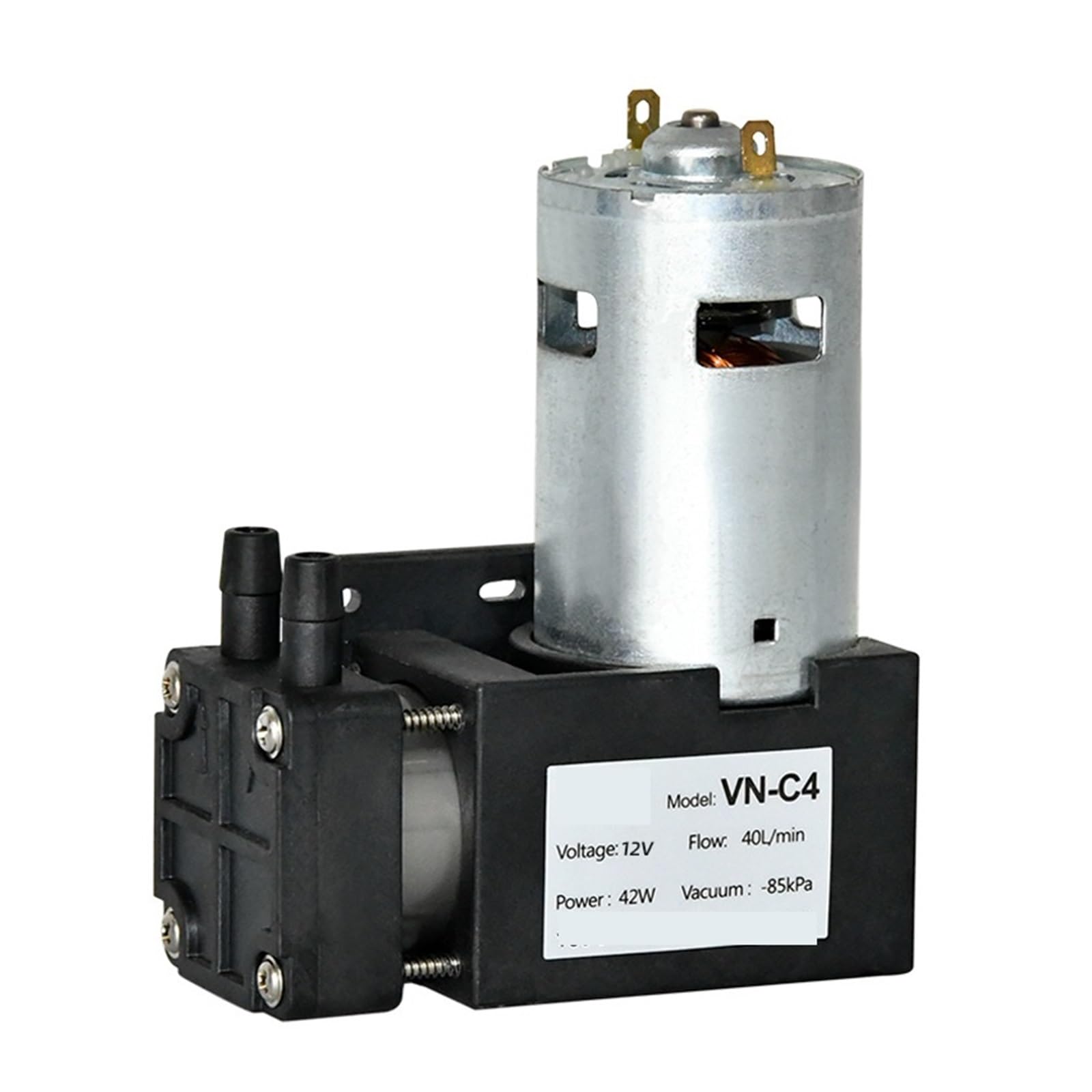 -85kpa ​​40L/min Mini bomba de vacío CC 12V 24V, bomba de vacío pequeña con ventosa de pistón de presión negativa,Resistente a productos químicos(VN-C4 Brushless,DC24)