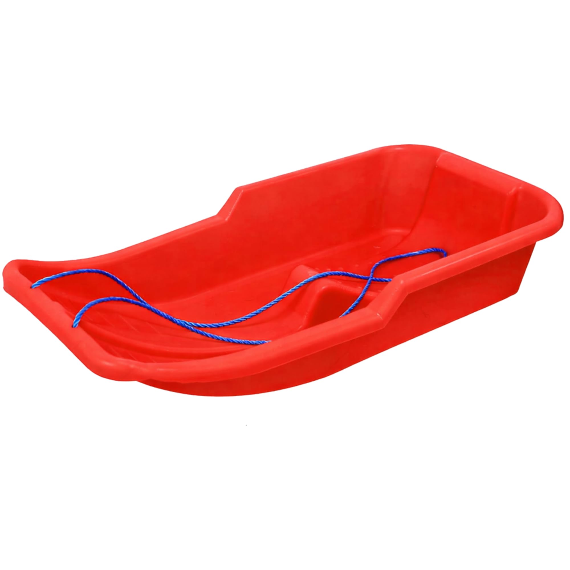 Heavy Duty Snow Sledge for Adults Winter Toboggan Sleigh Sled With Pull Rope Plastic Ski Board for Outdoor Snow, Skiing Board, Speeder (Red)