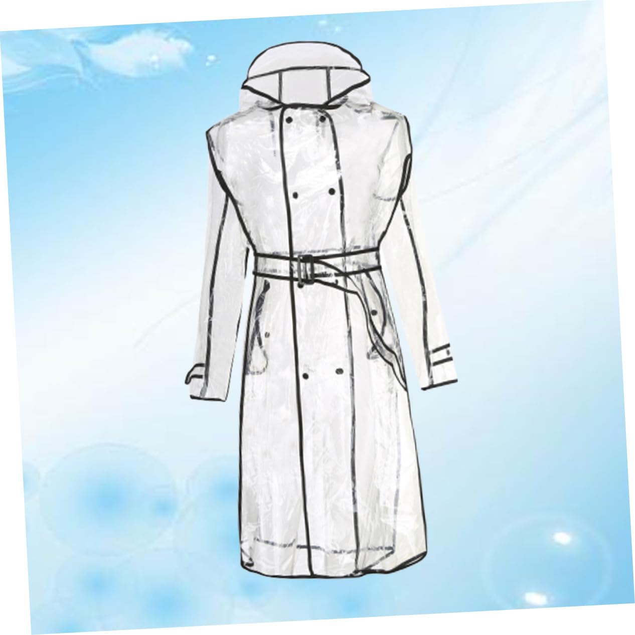 Trasparente con Giacca Antipioggia Leggera Long con Cappuccio Rainwear e Resistente Xl