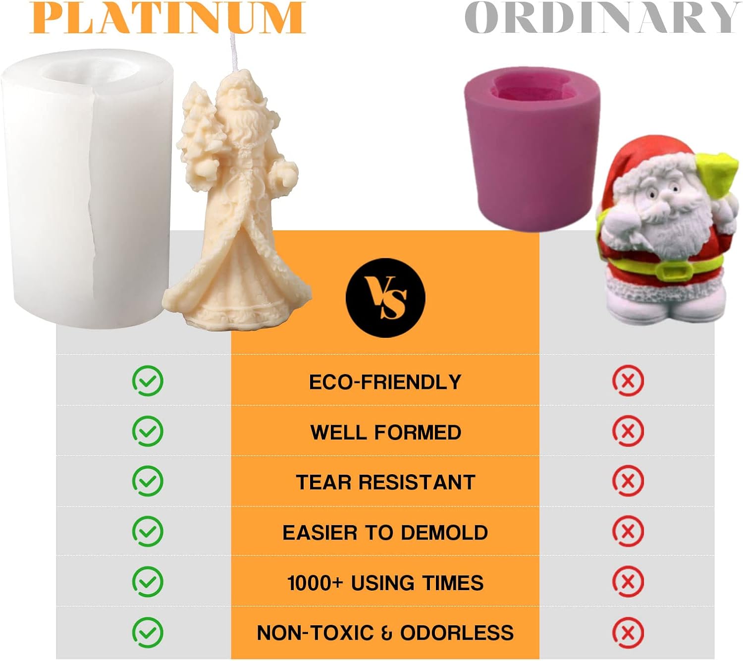 Christmas Silicone Mold 3D Santa Candle Silicone Mold DIY Handmade Soap Mould Craft Resin Clay Christmas Decorating Tool