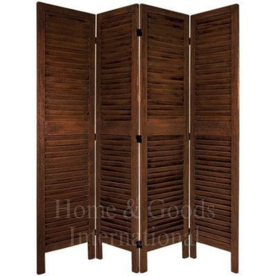 Cosmic Zenart Handcrafted Wooden Room Divider Partition | Folding Privacy Screen Separators for Home, Office, Salon, and Puja Room | Stylish Patti Design (Walnut, 4 Panel)-image-43