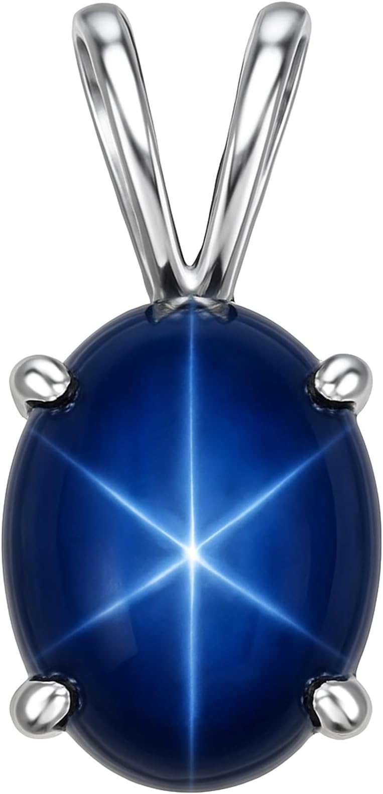 6 Rays Star Blue Sapphire Necklace 5.6 Ct Oval Shape 925 Sterling Silver Necklace With Chain