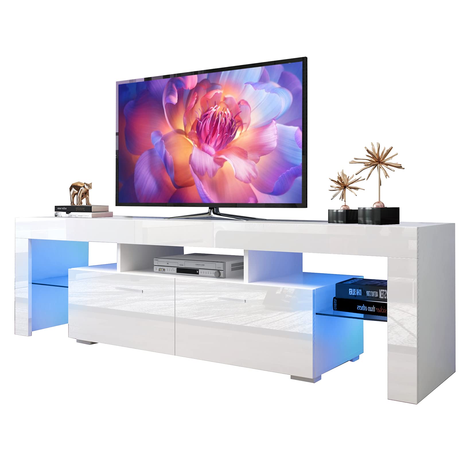 Buy SSLine Glossy LED TV Stand with 16 Colors RGB LED Lights,Modern