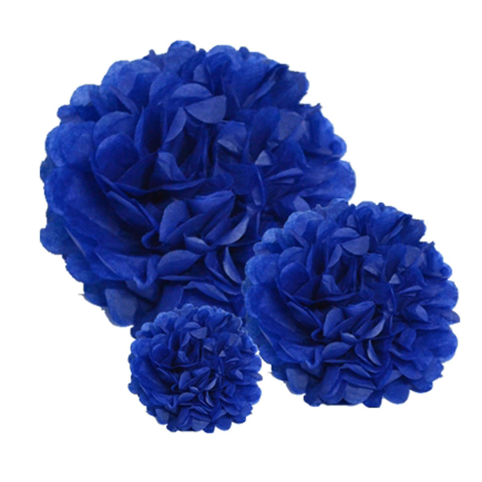 Premium [Pack of 10] Large Tissue Paper Pom Poms (Dark Blue 10")