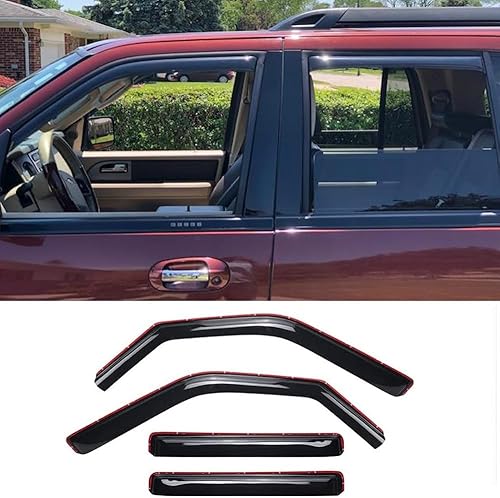 194233 - Protector de lluvia para ventana lateral, estilo en canal, inastillable, color humo oscuro, 4 persianas para ventana para Ford Expedition