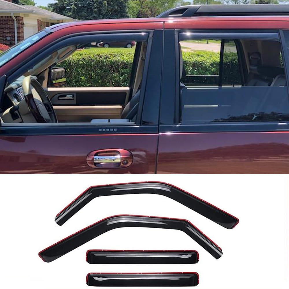 Kucaruce 194233 Side Window Visor Deflector Rain Guard,in-Channel Style Shatterproof Dark Smoke,4pc Window Shades fit for 1997-2017 Ford Expedition & 1998-2017 Lincoln Navigator