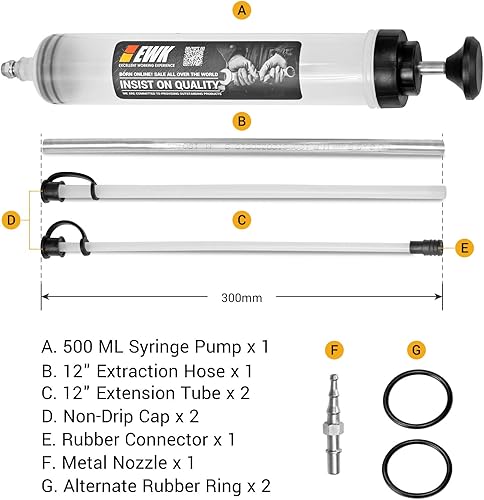Miniatura 7 de EWK Extractor de fluido manual 6.8 fl oz, bomba de cambio de jeringa de aceite al vacío para la evacuación automotriz de los fluidos