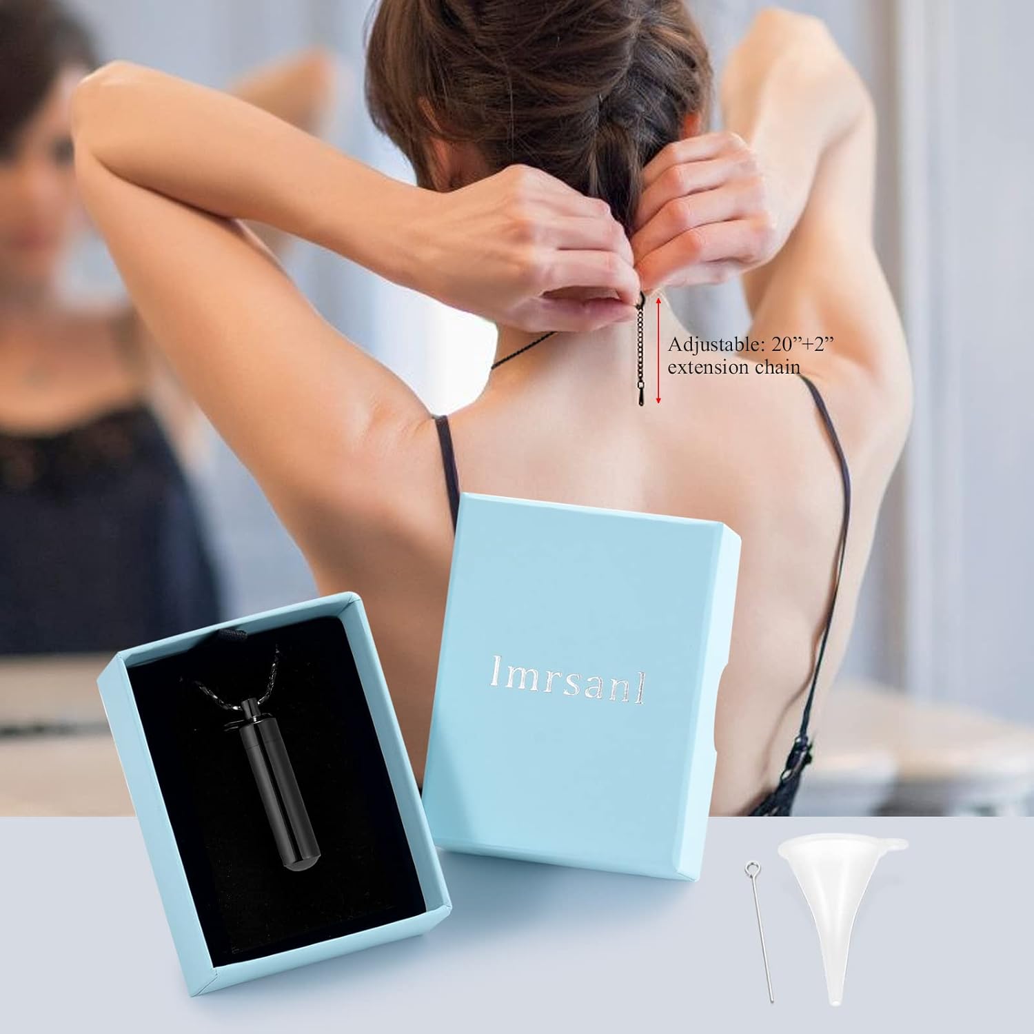 Imrsanl Cremation Jewelry for Ashes Pendant Urn Necklace Cylinder with Glass Vial Keepsake Ashes Memorial Jewelry - Image 7