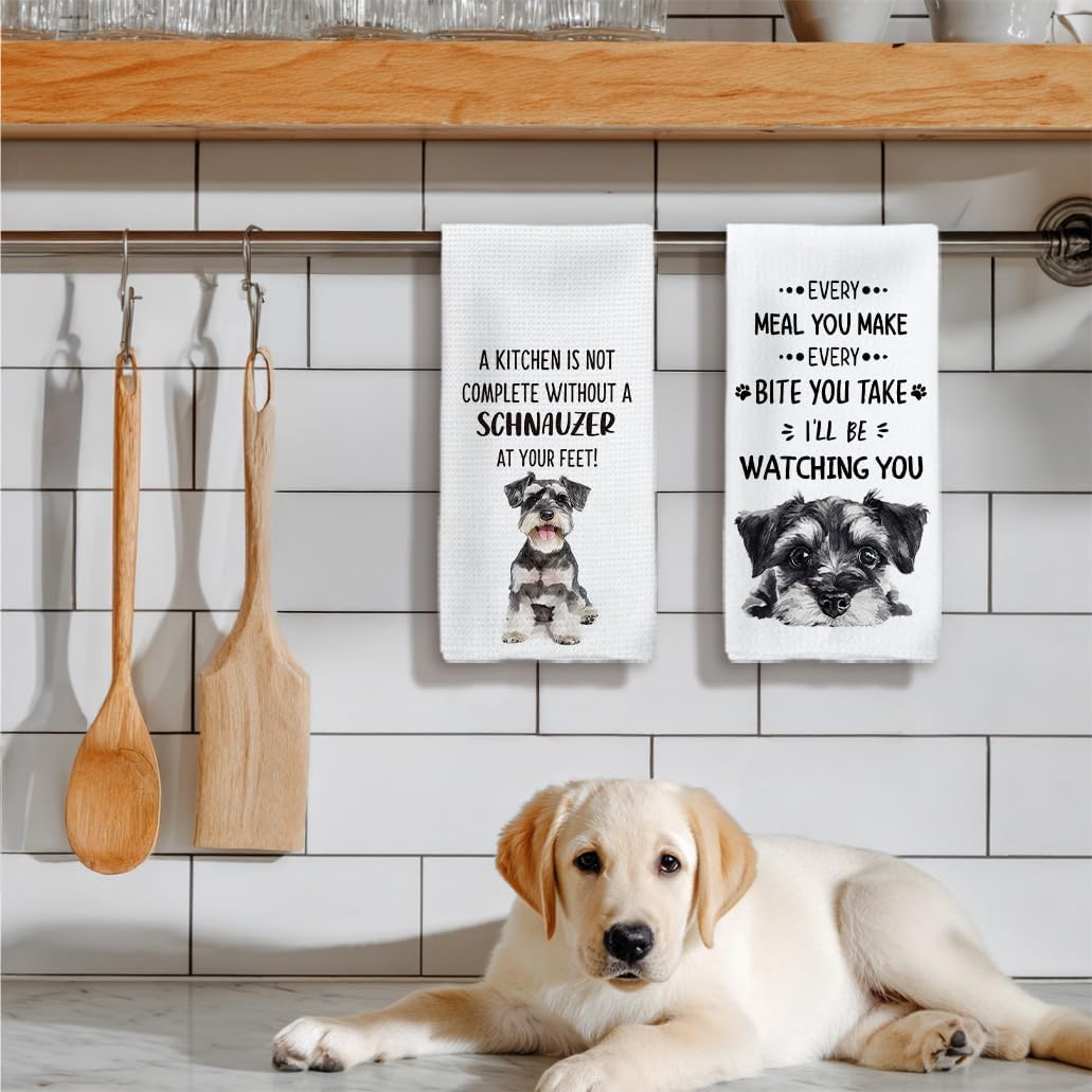 Schnauzer Gifts Kitchen Towels Set of 2, Schnauzer Gifts for Women, Schnauzer Decor Dish Towels Tea Towels for Kitchen, Schnauzer Decorative Hand Towels, Dog Kitchen Bathroom Decor, 16x24inch - Image 5